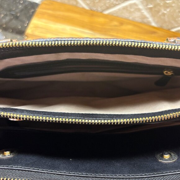 Brahmin Leather Satchel Doctor Style Handbag with Crocodile Embosssed Trim - Picture 11 of 15